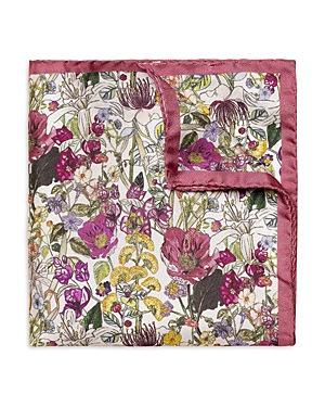 Shop Eton Flora & Fauna Print Silk Pocket Square In Purple