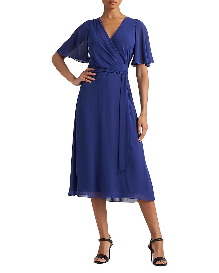 Ralph Lauren V Neck Flutter Sleeve Dress | Bloomingdale's