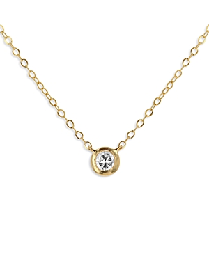 Moon & Meadow 14K Yellow Gold Bezel-Set Diamond Pendant Necklace, 18