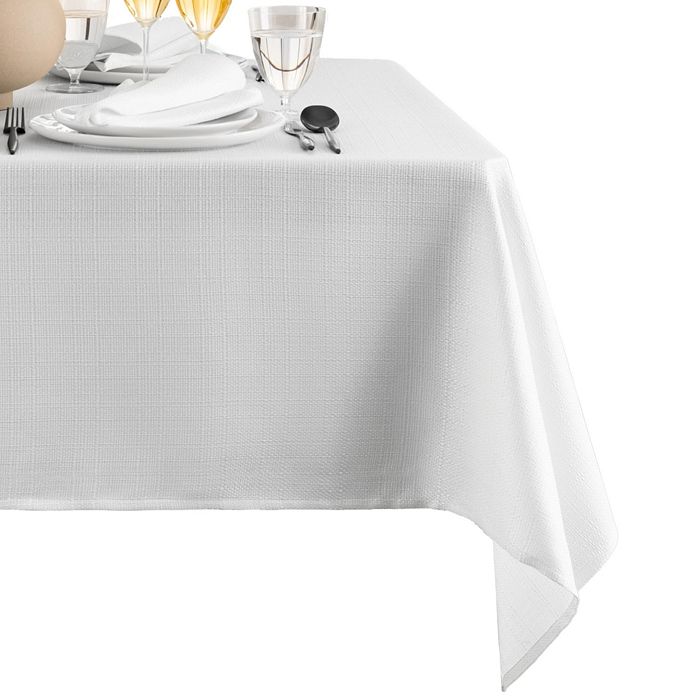 Elrene Home Fashions Laurel Solid Texture Water And Stain Resistant Tablecloth, 60 X 102 In White