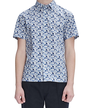 Apc Leandre Short Sleeve Button-up Shirt In Bleu