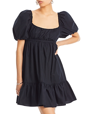 Derek Lam 10 Crosby Ada Balloon Sleeve Cotton Dress In Black