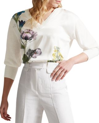 Ted Baker - Raili Mixed Media V Neck Sweater