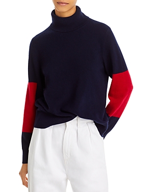C By Bloomingdale's Cashmere Color Block Elbow Cashmere Sweater - 100% Exclusive In Navy/scarlet