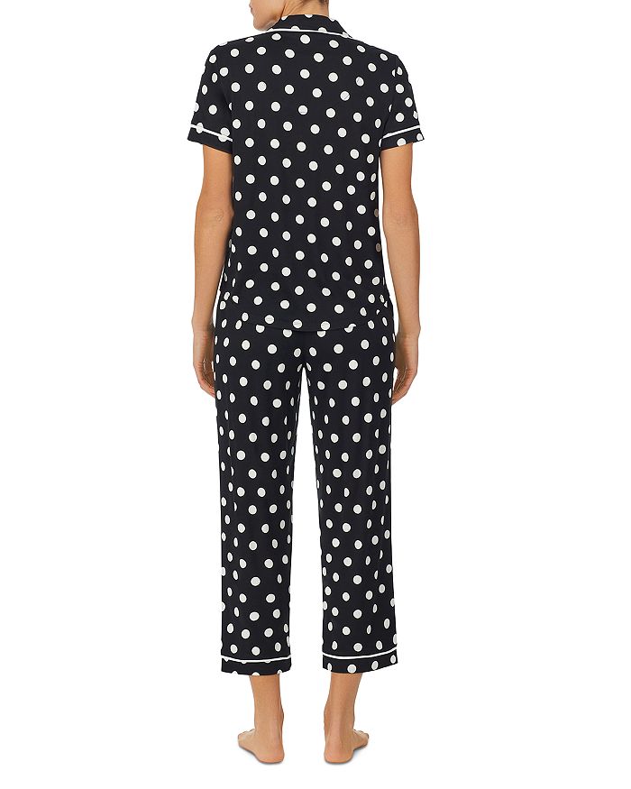 Shop Kate Spade New York Printed Cropped Pajama Set In Black/dots