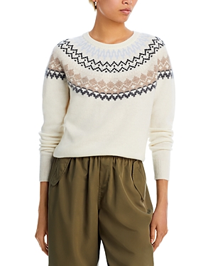 AQUA CASHMERE FAIR ISLE CREWNECK CASHMERE SWEATER - 100% EXCLUSIVE