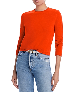 Aqua Rolled Edge Cashmere Sweater - 100% Exclusive In Tangerine