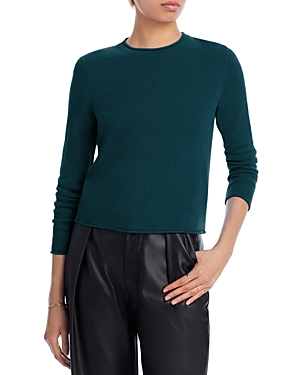 AQUA ROLLED EDGE CASHMERE SWEATER - 100% EXCLUSIVE