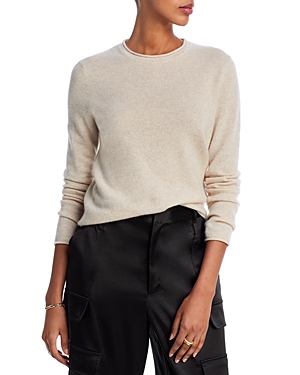 Aqua Rolled Edge Cashmere Sweater - 100% Exclusive In Oatmeal
