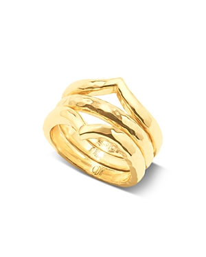 Capucine De Wulf Cleopatra Hammered Rings, Set Of 3 In Gold