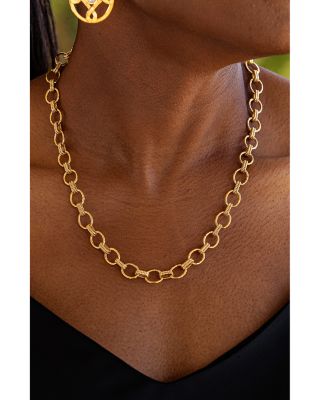 Cleopatra Small Hammered Link Necklace, 16"