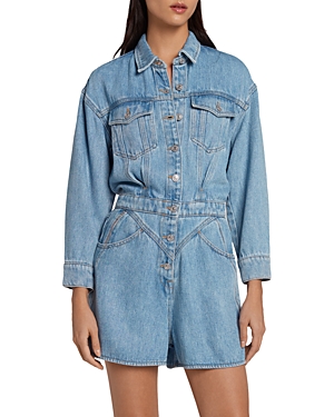 7 FOR ALL MANKIND FRONT YOKE ROMPER IN VOLCANIC BLUE