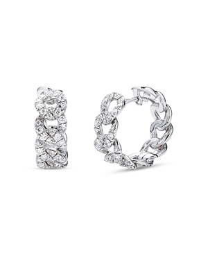 Zydo 18k White Gold Classic Chic Diamond Link Hoop Earrings
