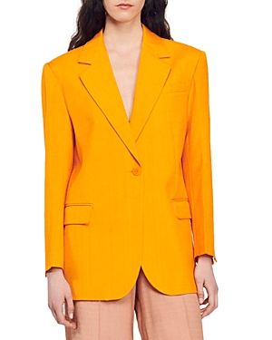 Sandro Single-breasted Button-fastening Blazer In Orange