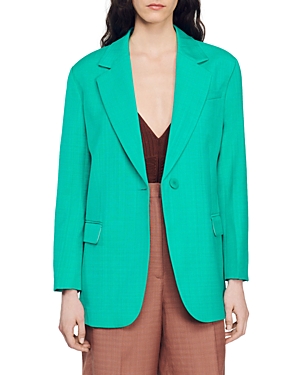 Sandro Harper One Button Jacket In Emeuraude