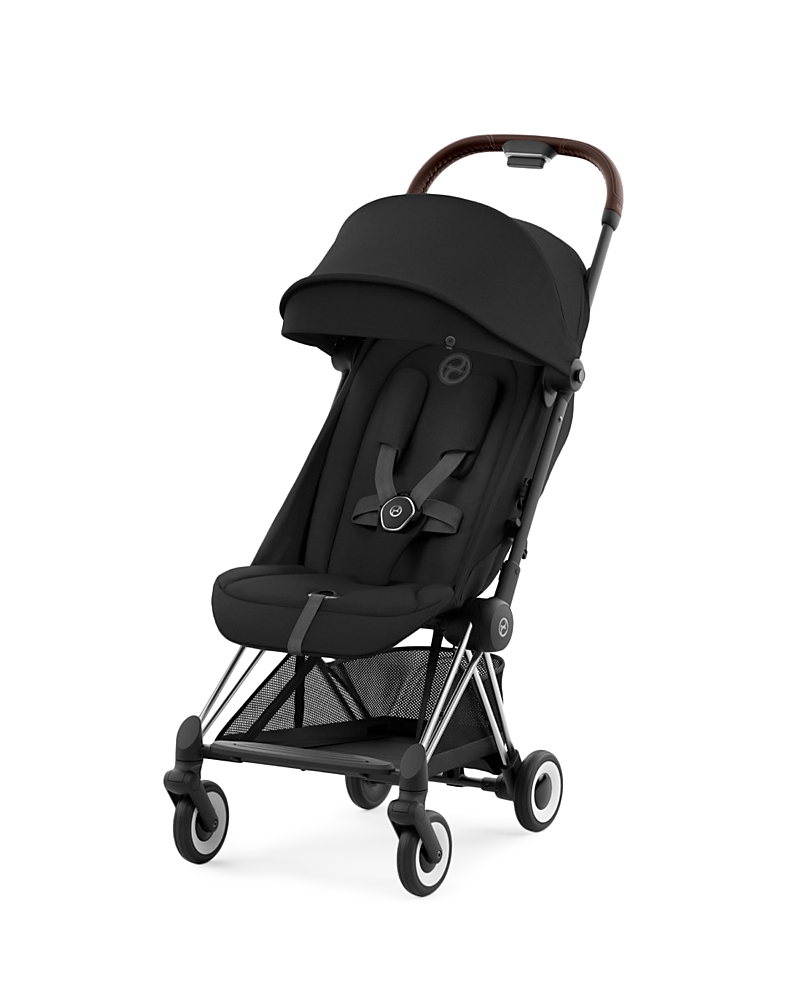 Cybex Coya Compact Lightweight Travel Ready Stroller In Chrome In Chrome/sepia Black