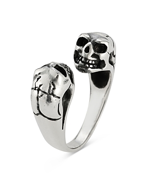 Milanesi And Co Men's Sterling Silver Double Skull Cuff Ring