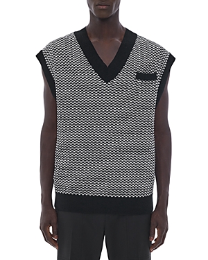 Shop Helmut Lang Roy Cotton Regular Fit V Neck Sweater Vest In Black