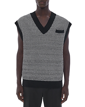 Helmut Lang Roy Cotton Regular Fit V Neck Sweater Vest In Black