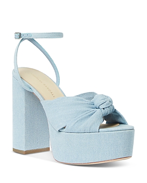 Loeffler Randall Roz Knot Platform Ankle-strap Sandals In Light Denim