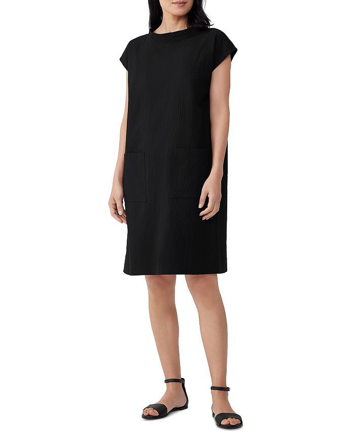 Eileen Fisher Cap Sleeve Mock Neck Dress | Bloomingdale's