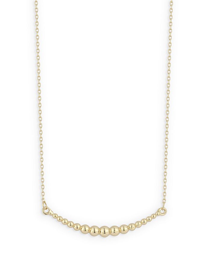 Bloomingdale's Fine Collection Polished Bead Curved Bar Necklace in 14K