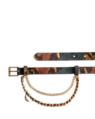 Zadig & Voltaire Women\'s Snake Embossed Rock Leather Chain Belt Kate Moss Zadig & Voltaire Burgundy Snake Print Leather Bag  main image 3