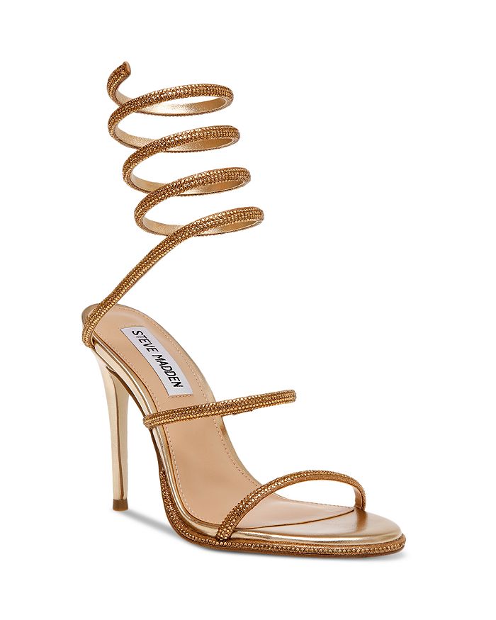 STEVE MADDEN Women's Exotica Embellished High Heel Wrap Sandals ...