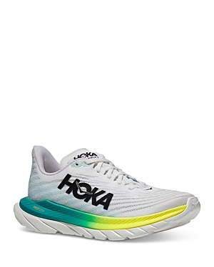 Hoka Mach 5 Running Shoe In White/blue Glass