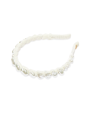 Shop Lele Sadoughi Graduated Baroque Pearl Headband In White