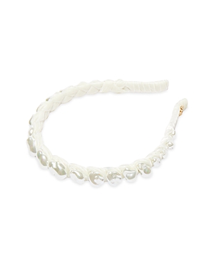 Lele Sadoughi Graduated Baroque Pearly Skinny Headband In White