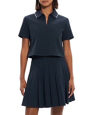 Theory Tennis Polo Zip-front Top In Nortune Navy