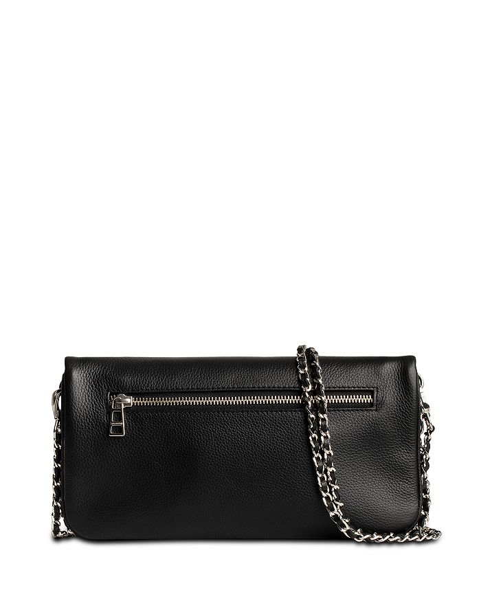 Shop Zadig & Voltaire Rock Swing Your Wings Leather Clutch Bag In Noir Silver