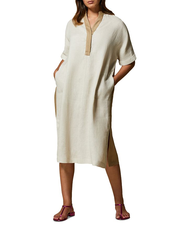 Marina Rinaldi Didatta Colorblock Linen Midi Dress | Bloomingdale's