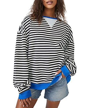FREE PEOPLE COTTON STRIPED LONG SLEEVE TEE