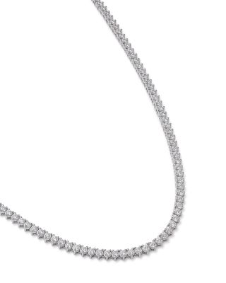 Certified Colorless Diamond Classic Tennis Necklace in 14K White Gold, 7.0 tcw  