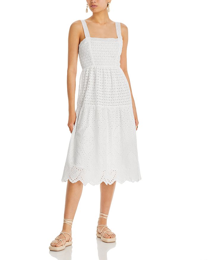 AQUA Cotton Sleeveless Mixed Eyelet Dress - 100% Exclusive | Bloomingdale's