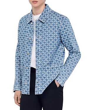 Sandro Denim Worker Jacket In Vintage Blue ModeSens