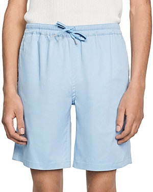 Sandro New Gamma Cotton Blend Shorts In Sky Blue