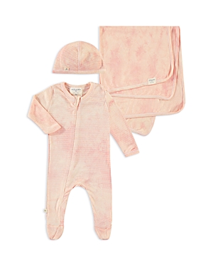 Paigelauren Kids' Unisex Stripe Rib Take Home Marble Cap, Coverall & Blanket Set - Baby In Marble Orange