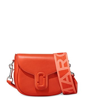 Marc Jacobs The Covered J Marc Small Saddle Bag In Electric Orange/nickel