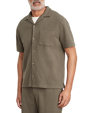 Vince Boucle Short Sleeve Button Front Camp Shirt In Cypress