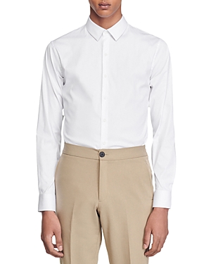 Sandro Seamless Stretch Button Up Shirt In White