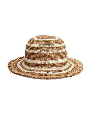 Rag & Bone Frills Striped Rollable Bucket Hat In Beige/ivory