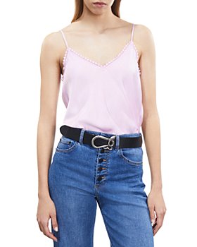 Lace-trimmed Tank Top - Powder pink - Ladies