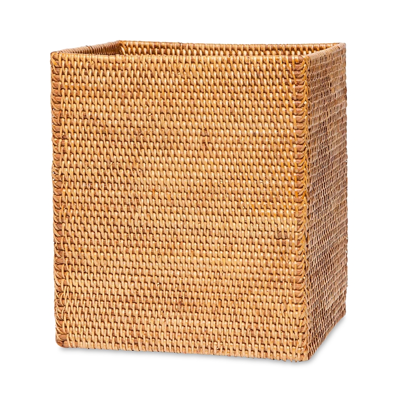 Pigeon & Poodle Dalton Rattan Wastebasket In Brown