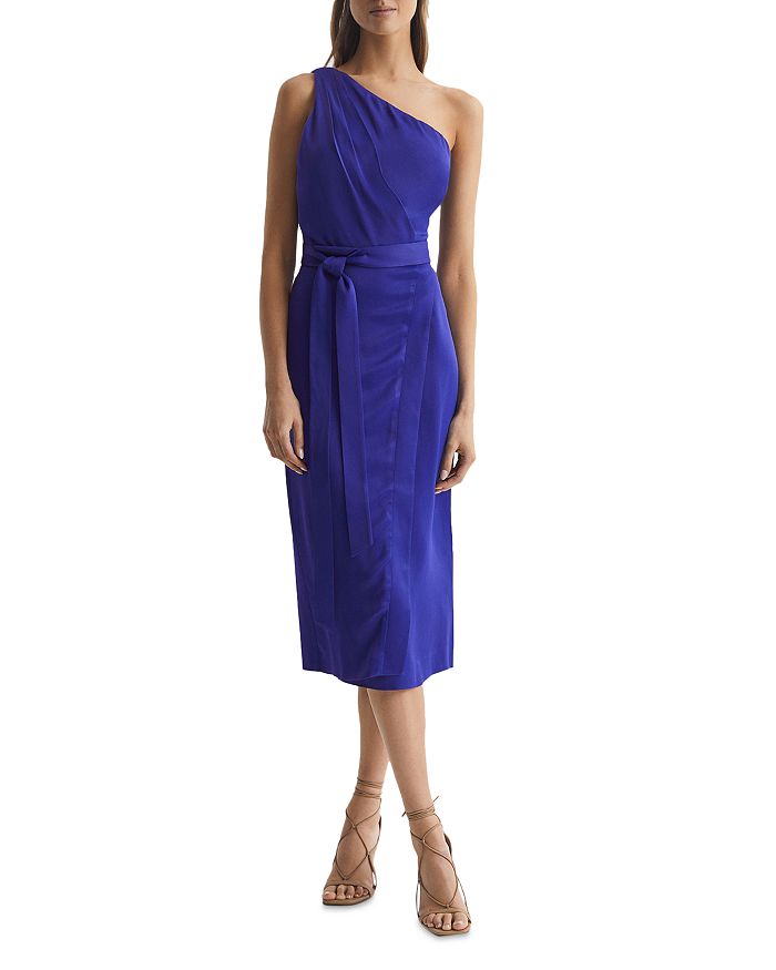 REISS Flora Satin One Shoulder Dress | Bloomingdale's