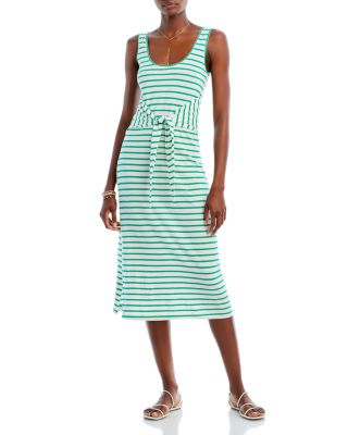 summer midi wrap dress Midi Length Linen Wrap Dress, M / White