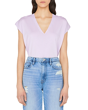 Frame Le Mid Rise V-neck Tee In Lilac