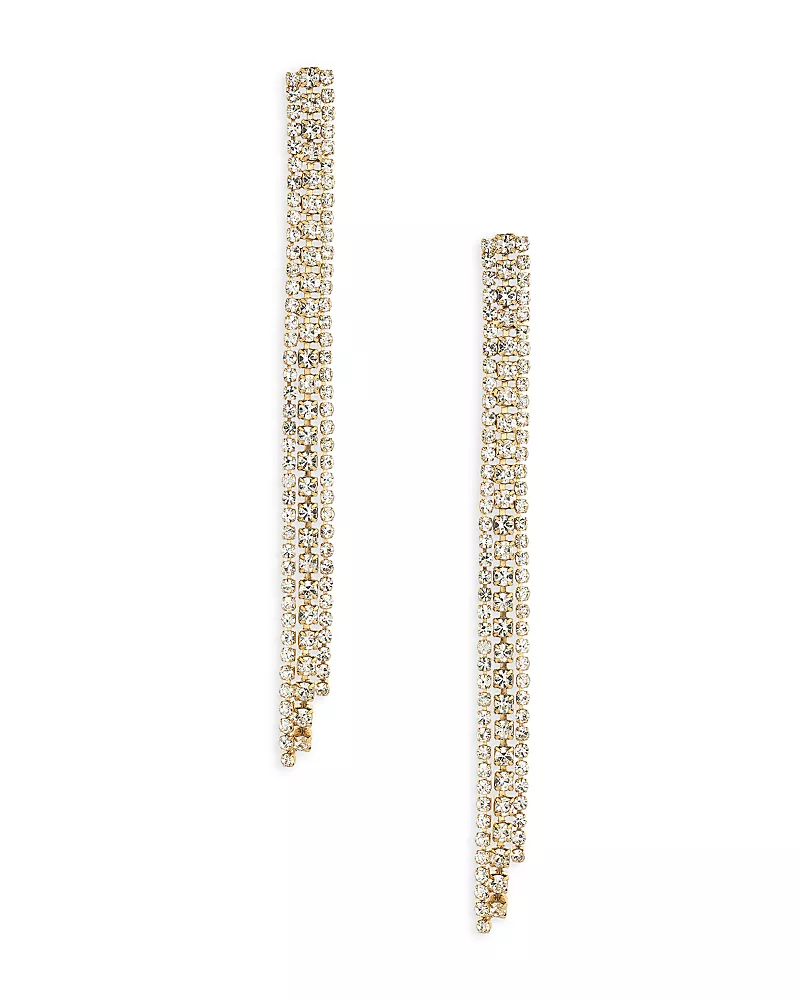 Ettika Your Moment Cubic Zirconia Linear Drop Earrings in 18K Gold Plated